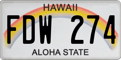 HI license plate FDW274