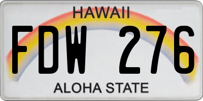 HI license plate FDW276