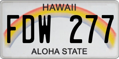 HI license plate FDW277