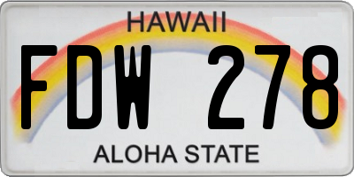 HI license plate FDW278