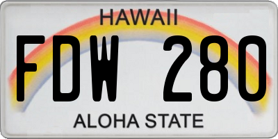 HI license plate FDW280