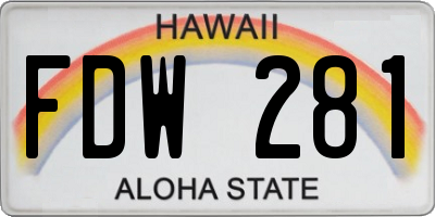 HI license plate FDW281