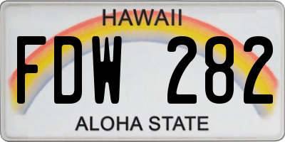 HI license plate FDW282