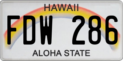 HI license plate FDW286
