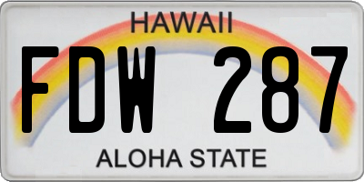 HI license plate FDW287
