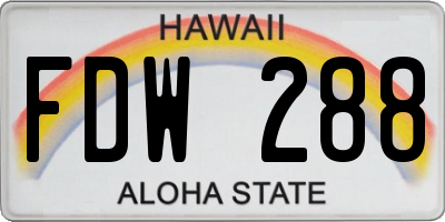 HI license plate FDW288