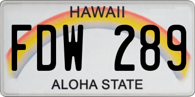 HI license plate FDW289