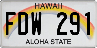 HI license plate FDW291