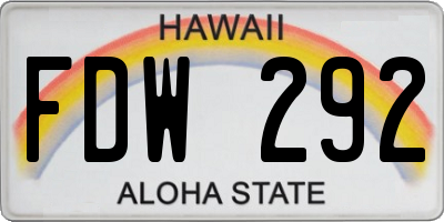 HI license plate FDW292