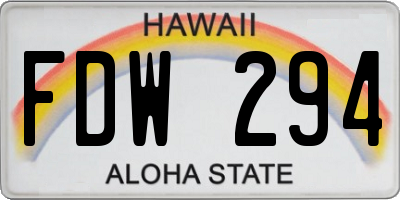 HI license plate FDW294