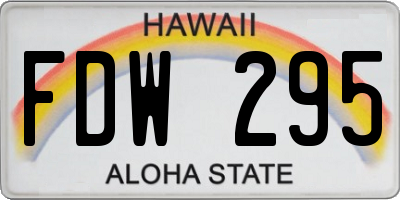 HI license plate FDW295
