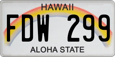 HI license plate FDW299