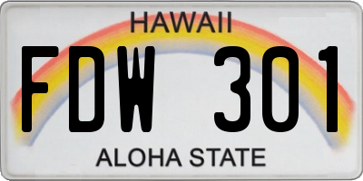 HI license plate FDW301