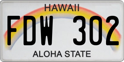 HI license plate FDW302
