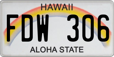 HI license plate FDW306