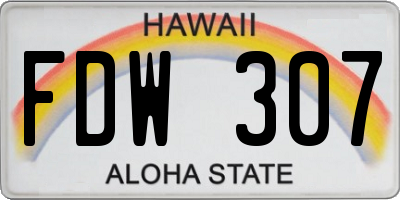 HI license plate FDW307