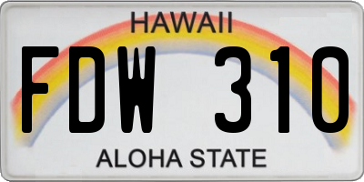 HI license plate FDW310