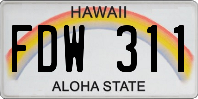 HI license plate FDW311