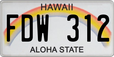 HI license plate FDW312