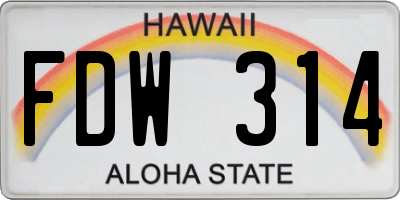 HI license plate FDW314