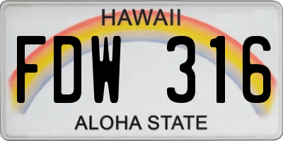 HI license plate FDW316