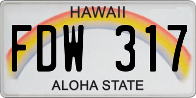 HI license plate FDW317