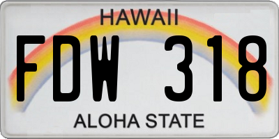 HI license plate FDW318