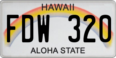 HI license plate FDW320