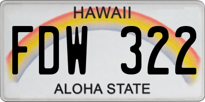 HI license plate FDW322