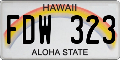 HI license plate FDW323