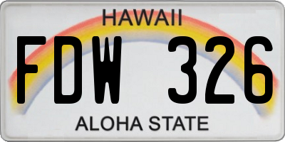 HI license plate FDW326