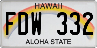 HI license plate FDW332
