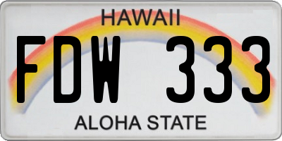 HI license plate FDW333