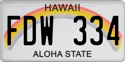 HI license plate FDW334