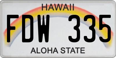 HI license plate FDW335