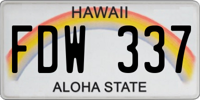 HI license plate FDW337