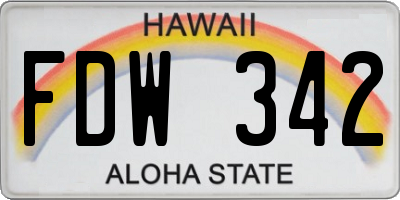 HI license plate FDW342