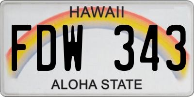 HI license plate FDW343