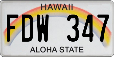 HI license plate FDW347