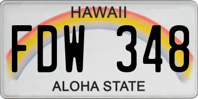 HI license plate FDW348