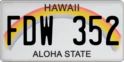 HI license plate FDW352