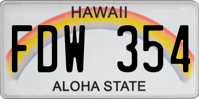 HI license plate FDW354