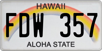 HI license plate FDW357