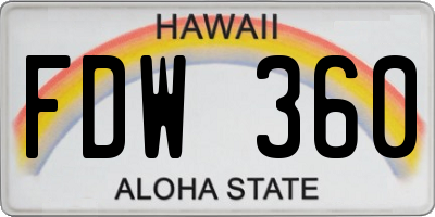 HI license plate FDW360