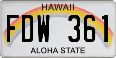 HI license plate FDW361