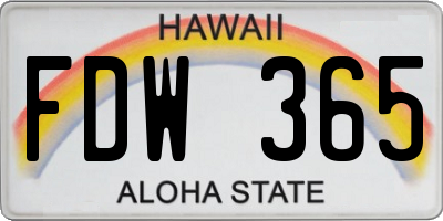 HI license plate FDW365