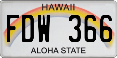 HI license plate FDW366