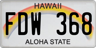 HI license plate FDW368