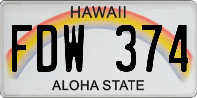 HI license plate FDW374