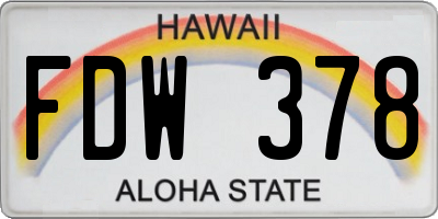 HI license plate FDW378